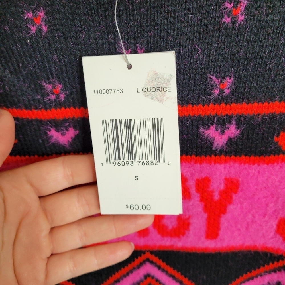 Juicy Couture Spellout Logo Chevron Crowns Sweater Small NWT Regal LiquoriceY2K - Picture 12 of 17